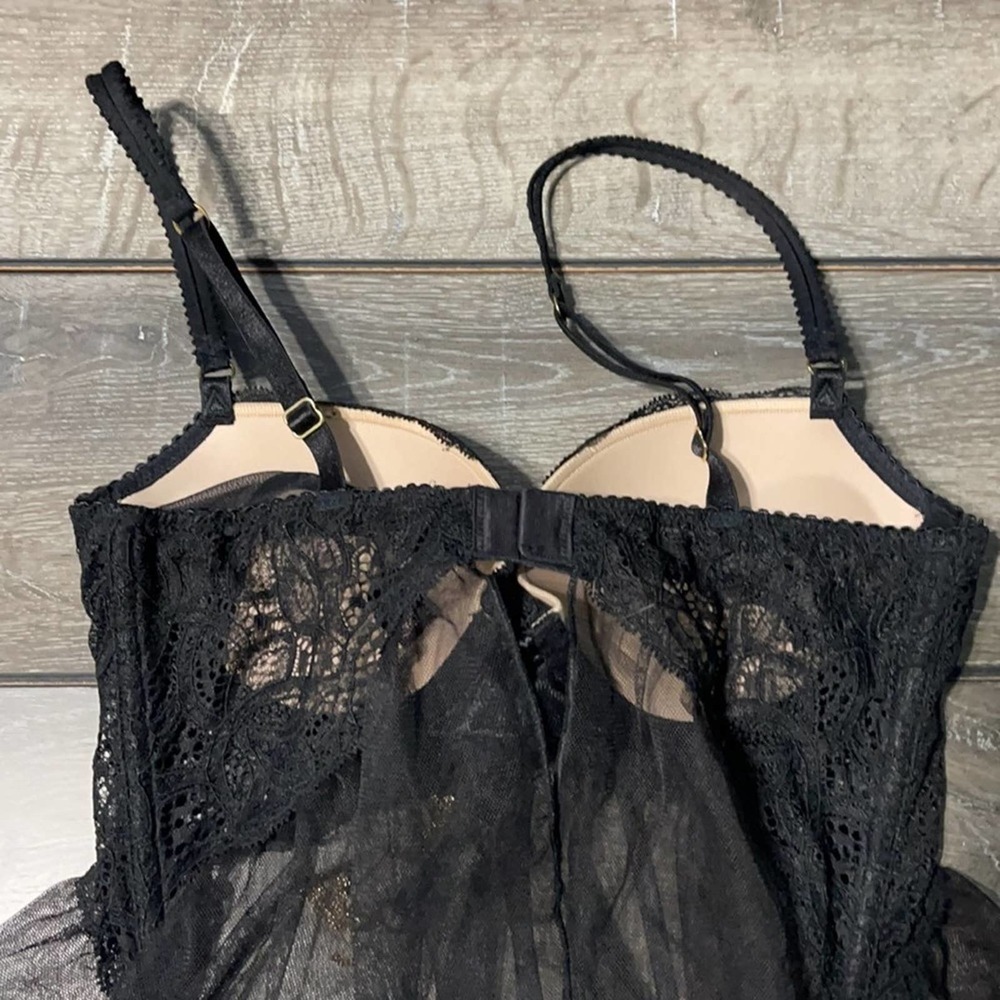 Victoria’s Secret Black Lace and Nude Babydoll 34B - Picture 5 of 7
